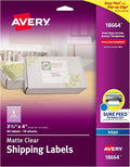 Avery® Matte Frosted Clear Address Labels for Inkjet Printers, 3-1/3" x 4", 60 Labels, 5 Packs (18664)