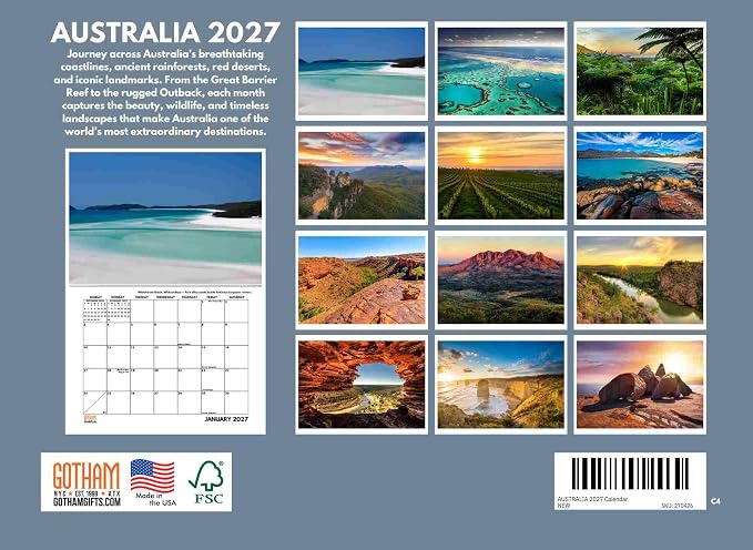 Australia Calendar 2027 Monthly Wall Calender 12 Month