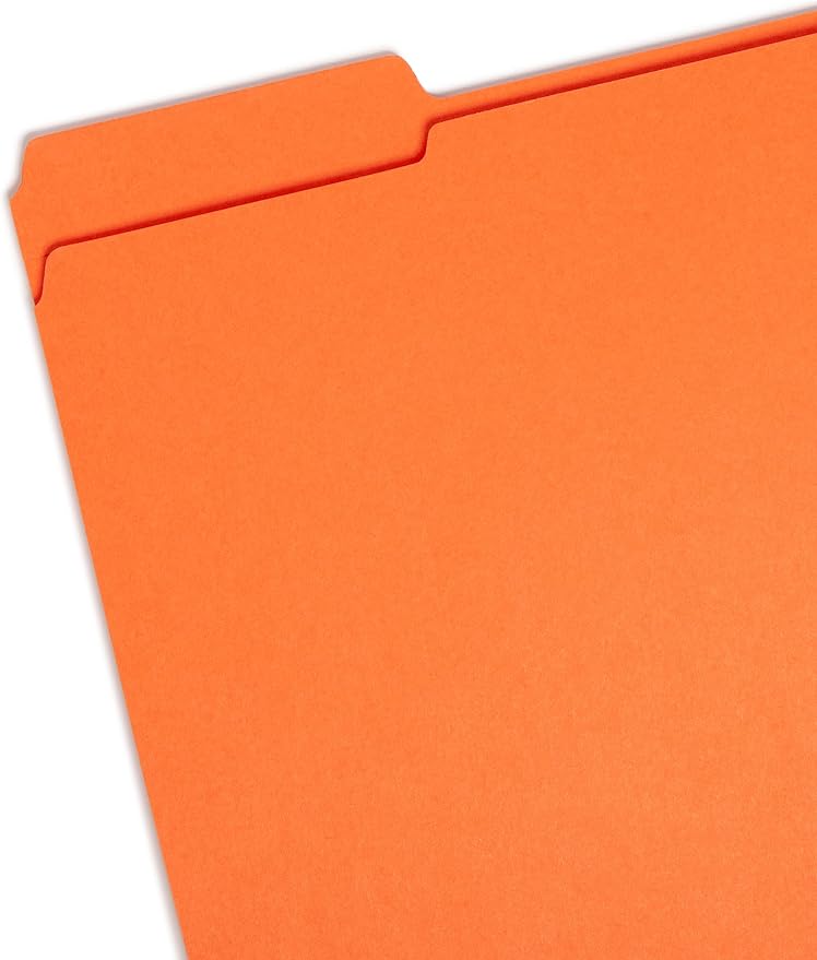 Smead File Folder, Reinforced 1/3-Cut Tab, Letter Size, Orange, 100 per Box (12534)