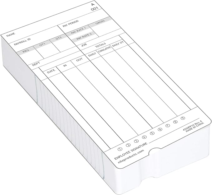Nile Products - Authentic Time Cards for Nile Products 4500PP Compatible [ 4500PP10MB ] Electronic Calculating Time Clock, Double Sided Time Sheets (3.37 x 7.37 Inches) - 1000 Time Cards | For 4500PP Compatible Electronic Calculating Time Clock, Double...