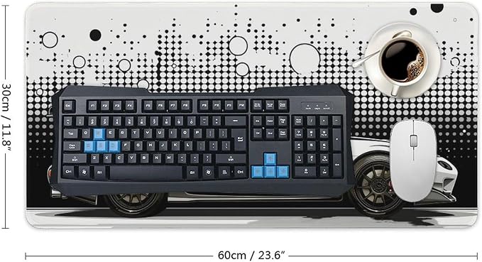 Car Gaming Mouse Pad Large Mousepad R34 Black and White Minimalist Art JDM Sport Car Big Computer Desk Mat Desk Pad for Keyboard and Mouse Mat Non-Slip Base 30x60cm, Style