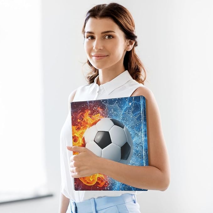 3 Ring Binder Soccer Ball Football 1.5" Round Ring Binders View Binder with 200 Sheet for Kids School Supplies Women Men Office, 1 Pack