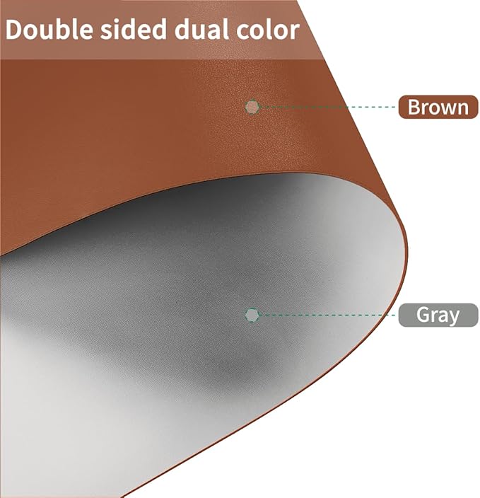 Zinkooat Desk Pad Mat - 14x48 Inch Waterproof Easy to Clean Can Conceal Flaws Protector The Table Top from Scratches Used for Coffee Table Office Table Dresser(Brown+Gray 14x48)