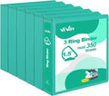 ViVin Sturdy 1.5 Inch 3 Ring Binder with 2 Pockets, 6 Pack, Lake Green | Slant-D Ring Binder, PVC-Free, Customizable Clear View Cover, Holds 350 Sheets of 8.5" x 11" Paper, 2 Interior Pockets