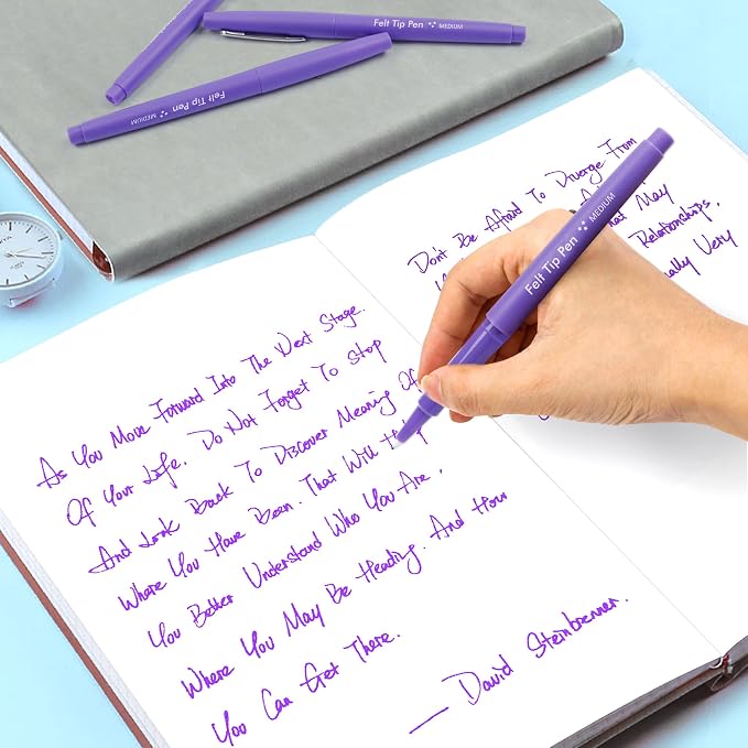 Lelix Felt Tip Pens, 40 Purple Pens, 0.7mm Medium Point, Felt Tip Markers Pens for Journaling, Writing, Note Taking, Planner, Perfect for Art Office and School Supplies