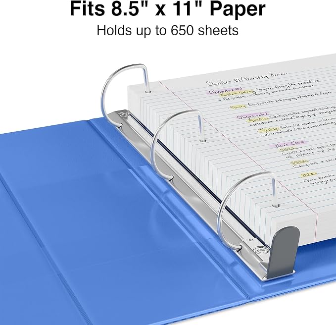 Staples Heavy-Duty 3-Inch 3-Ring View Binder with D-Rings, 4 Interior Pockets for High-Capacity Document Organization, Periwinkle, 2-Pack