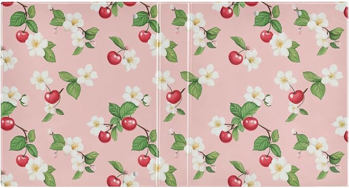 Flower Cherry Fruit Round Ring Binder for Recipe Budge Storage Organizer, Printed D Ring 1.5 Inch Binders for Office Work School Aesthetic Binder with Clear Pocket Non-Slip Clip