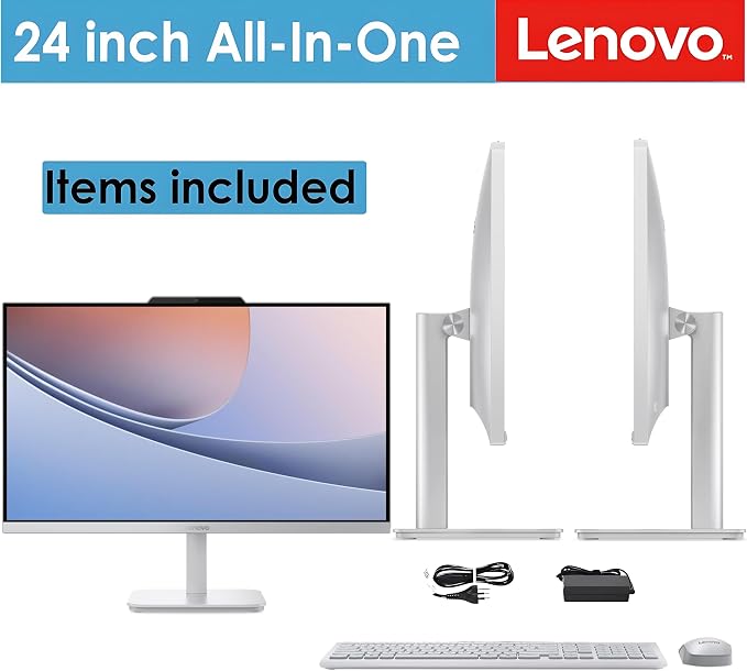 Lenovo 24" FHD All-in-One Desktop Computer for Home & Office, Intel Processor, 32GB RAM, 500GB External + 512GB PCIe, HDMI, Bluetooth 5.2, Business AIO, Vent-Hear, Wireless Keyboard & Mouse, Win 11