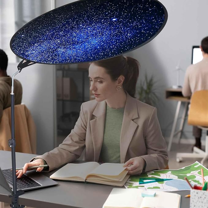 Office Cubicle Desk Shade Anti-Glare Cover Light Sensitive Professionals Cubicle Light Blocker for Workspaces Desk Canopy 36" Circular Shading Light Shade with Clamp