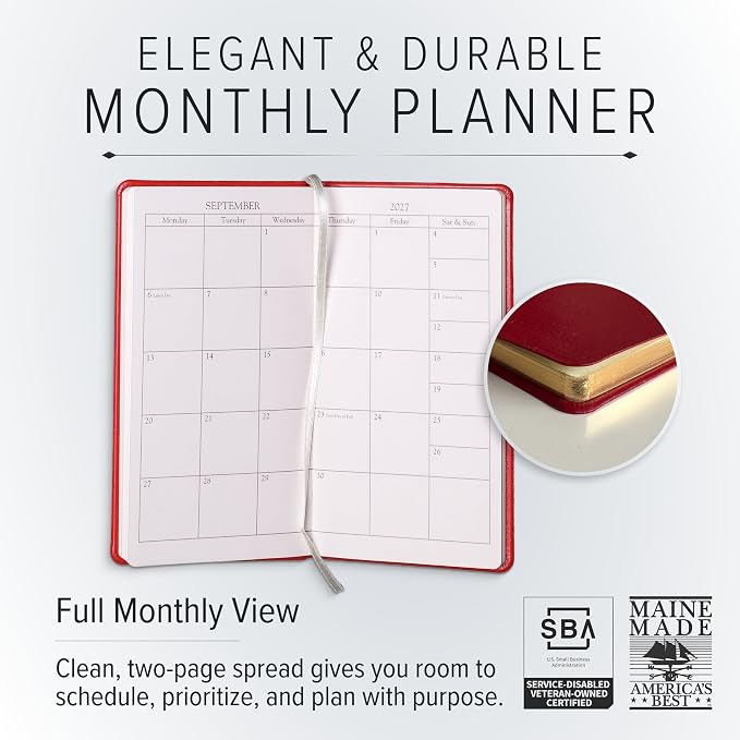 Gallery Leather Pocket Monthly Planner 2026-2027 Cambridge Burnt Orange