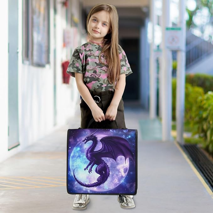 3 Ring Zipper Binder with Shoulder Strap Dragon Moon 2 Inch Zippered Binder Bag 500 Sheet Capacity Multi Pockets for School Supplies