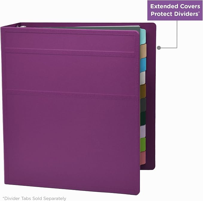 Carstens 2-Inch Heavy Duty 3-Ring Binder - Side Opening, Dewberry Purple, Durable Plastic, Precision No-Gap Rings, Waterproof Cover, No Pockets, Holds 300 Letter Sheets, BPA-Free Made in USA (2841-3R)