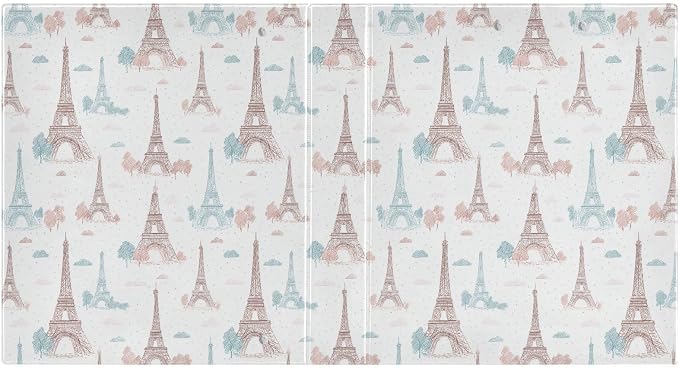 Eiffel Tower Paris Printed 3-Ring Binder for School Office, 1.5 Inch Round Ring Binder for Home Recipe Budget Aesthetic Binder with Pocket Metal Non-Slip Clip Holds 200 Sheets of Paper