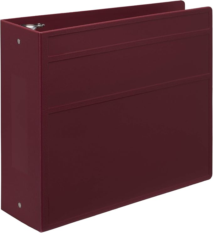 Carstens 4-Inch Heavy Duty 3-Ring Binder - Side Opening, Wine, Durable Plastic, Precision No-Gap Rings, Waterproof Cover, No Pockets, Holds 600 US Letter Sheets, BPA-Free, Made in USA (1843-3R)