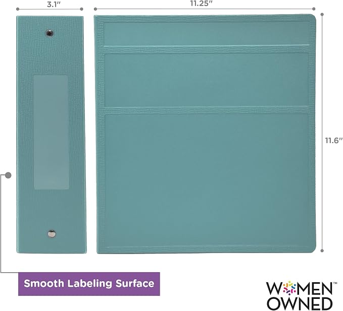 Carstens 3-Inch Heavy Duty 3-Ring Binder - Side Opening, Powder Blue, Durable Plastic, Precision No-Gap Rings, Waterproof Cover, No Pockets, Holds 400 US Letter Sheets, BPA-Free, Made in USA (1744-3R)