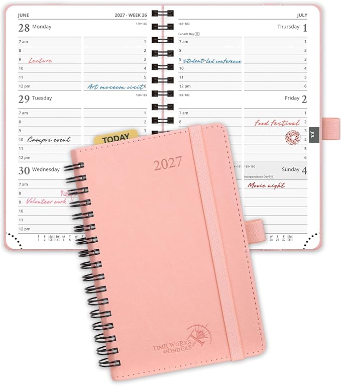 POPRUN 2027 Pocket Planner (Small-4'' x 6.25'') Weekly and Monthly Calendar