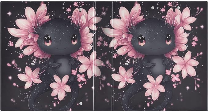 Cute Black Axolotl Decorative 3 Ring Binder 1.5 Inch Large View Binders with Pockets Holds 200 Sheets File Organizer for Office College School, 2 Pack