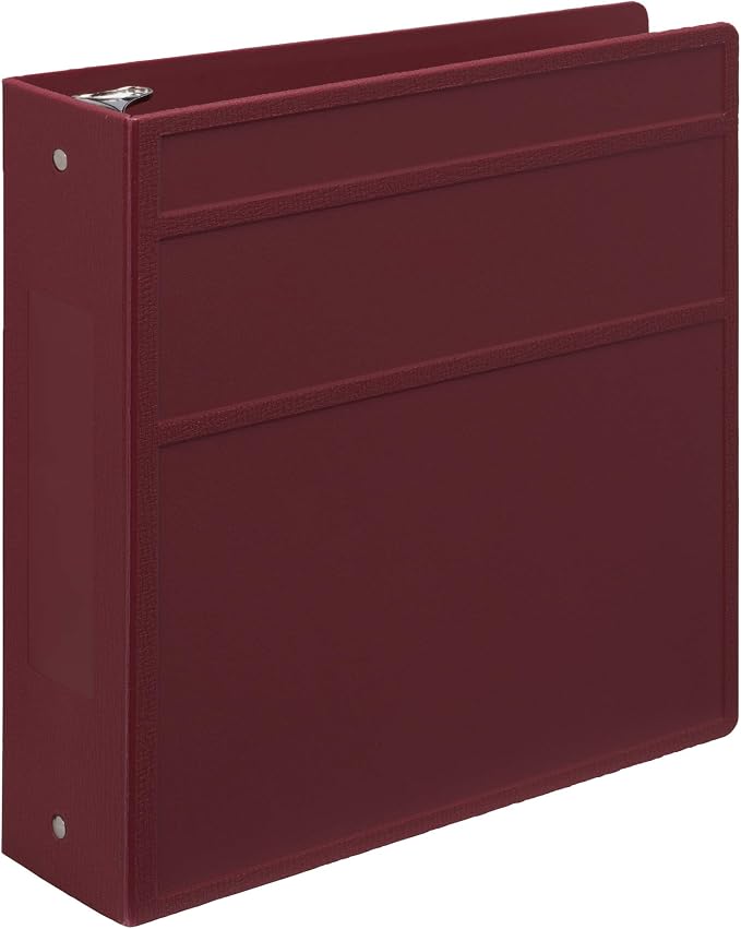 Carstens 3-Inch Heavy Duty 3-Ring Binder - Side Opening, Wine, Durable Plastic, Precision No-Gap Rings, Waterproof Cover, No Pockets, Holds 400 US Letter Sheets, BPA-Free, Made in USA (1743-3R)