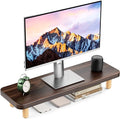 Monitor Stand Riser, 24 Inch Wood Desk Organizer with Monitor Stand & Storage Computer Monitor and Laptop Riser Multifunctional Laptop Stand Desk Organizer for Office Home Screen/Laptop/PC (Dark Walnut)