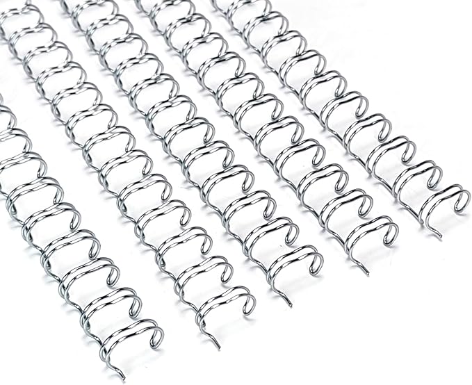 Rayson Wire Binding Spines, 3/8" 2:1 Pitch, 21-Loop Silver, 100 Pack | Binds up to 70 sheets; 21-loop silver double-loop wires fit 2:1 pitch machines for Letter-size documents.