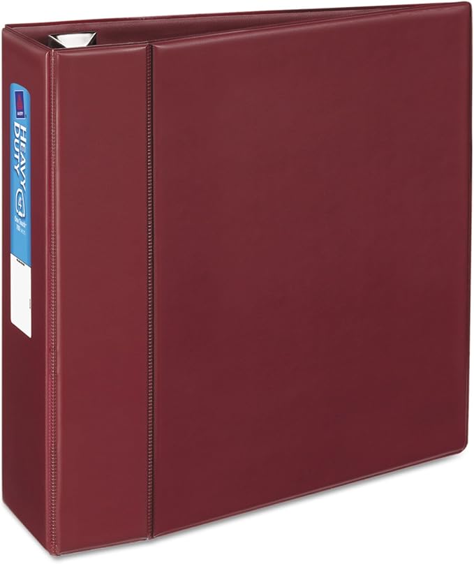 Avery Heavy-Duty 3 Ring Binder, 4 Inch One Touch EZD Rings, 4.5 Inch Spine, 1 Maroon Binder (79364) | For School, Home and Office Organization, DuraHinge Tear-Resistant Spine, DuraEdge Split-Resistant Sides, Interior Pockets