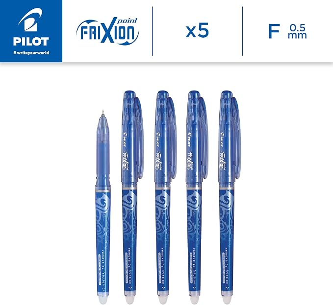 Pilot Frixion Point Erasable Rollerball 0.5 mm Tip - Blue, Pack of 5