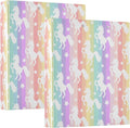 Unicorn Rainbow Colored Star Unicorns Binder 1.5 Inch Binder with Clipboard&Pockets, Hardcover Binders 3 Ring, Heavy Duty Large File Folder for Office School Supplies - Holds 200 Sheets-2 Pack