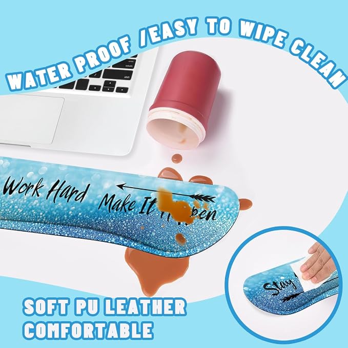 Motivational Quote Mouse Pad Set Stay Positive Work Hard Blue Gaming Mousepad 4in1 Desk Mat for Desktop Anti-Slip XXL Big Computer Ergonomic Mousepad with Wrist Support for Keyboard and Mouse