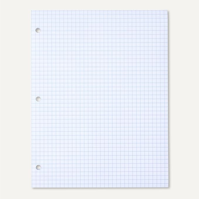 Amazon Basics Graph Ruled Loose Leaf Binder Paper, 11" x 8.5", White, 100 Sheets, 6-Pack