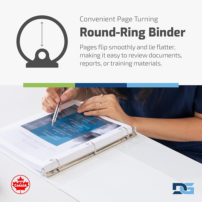Easyview Premium 3-Ring Binders with Clear-View Covers and Round Rings, Binders for School or Office, 1 Inch, Pack of 6, White