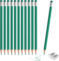 12 PCS Green Pencils with Eraser, Pre-Sharpened HB Pencils for Writing & Drawing, School Supplies for Kids Homework, Tests, Art Crafts & Teacher Grading (Green)