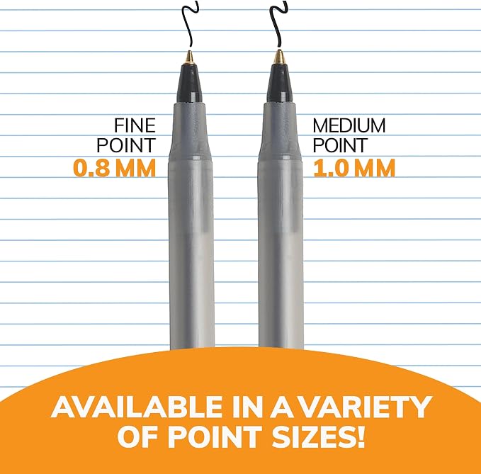 BIC Round Stic Ball Pen, Fine Point, 0.8mm, Black, 12 Pens (GSF11-Blk)