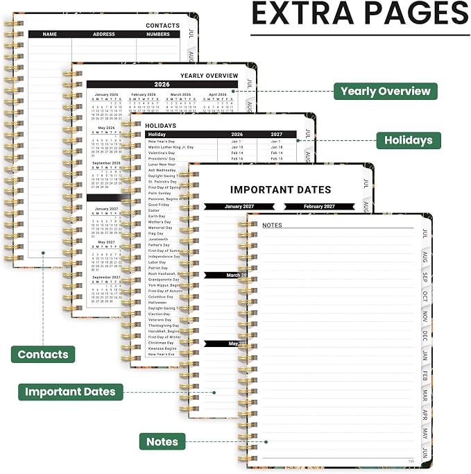 ZOTIA Academic Planner 2026-2027, Monthly & Weekly Jul 2026-Jun 2027 | Golden Lilies, 6.3" x 8.5" Calendar Planner for Women, Hardcover Pretty Organizer for Women, School Office Home Supplies