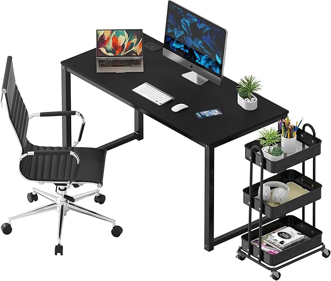 SHW 48-Inch Commercial-Grade Office Computer Desk, Black | 10-Year Limited Warranty