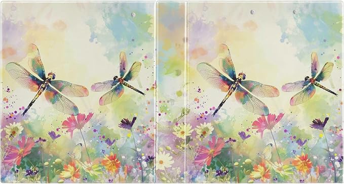 Dragonfly Round Ring Binders 1.5 Inch Flowers 3 Ring Clipboard Binder for Office School Work Supplies Document 200 Sheet Capacity Easy Open 2 Pieces