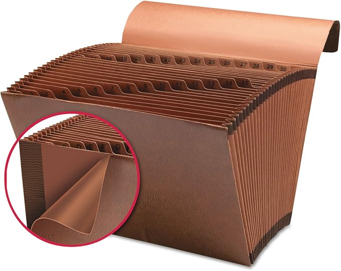 Smead TUFF Expanding File, 31 Pockets, Daily (1-31), Flap and Cord Closure, Legal Size, Redrope (70369)