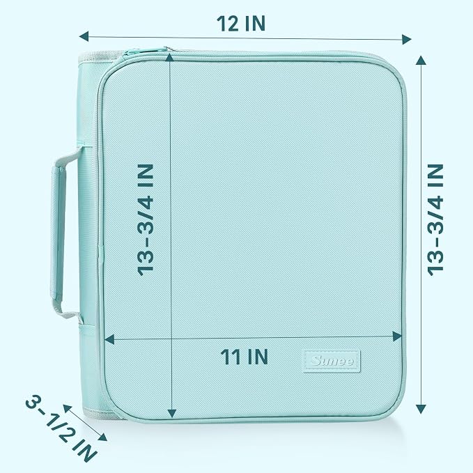SUNEE Zippered Binder Bag with Handle, 2-Inch 3-Ring O-Ring, 500-Sheet Capacity, Includes Zip Pocket, 5-Tab Expanding File Folder, Multi-Pocket Organizer Binder for Middle School, Sky Blue