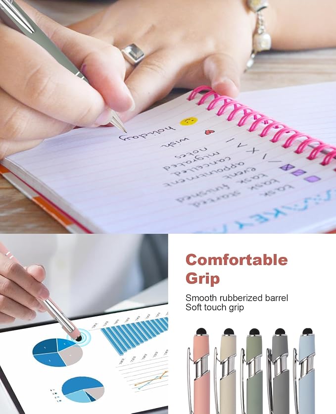 39PCS Aesthetic School Supplies with Cute Pencil Case, 5X Ballpoint Pens with Stylus Tip, 12X Pastel Highlighters, 6X Mechanical Pencil Set 0.5&0.7mm, Suit for Preppy School College Essentials (pink)