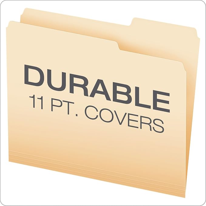 Pendaflex Essentials File Folders, Letter Size, 2/5 Cut, Manila, 100 per Box (752 2/5RE)