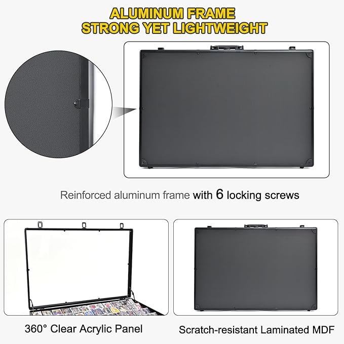 2 Pcs Trade Show Display Case – 34"x22" Large Tabletop Showcase | Aluminum, Locking, for Trading Cards, Sports Cards, TCG, Jewelry – Lightweight & Portable for Exhibitions and Collectibles