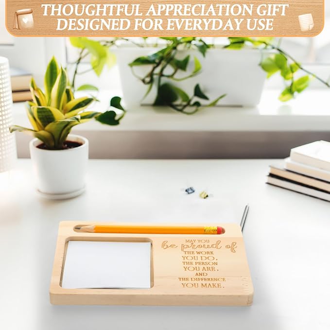 10 Pcs Back to School Teacher Appreciation Gifts Bulk Wooden Sticky Note Holder Motivational Thank Your Gift Inspirational Sticky Notes for Teacher Back to School (Proud)