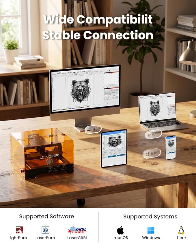 LONGER RAY5 Laser Engraver,1000mW Laser Cutter with WiFi APP Control