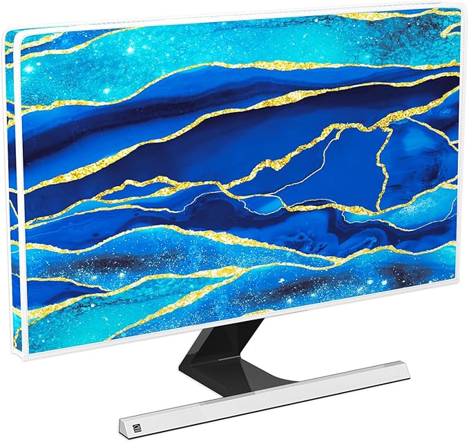 Baocicco Royal Blue Marble Waterproof TV Cover 80 Inch Creative Design Monitor Accessories Laptop TV LCD Screen Television Decoration for Tablet LED LCD OLED TVs Decorations