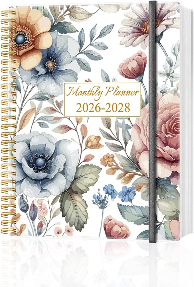 2026-2028 Monthly Planner - 36 Month PLanner Calendar from January 2026 to December 2028, 3 Year Planner 2026-2028 with Flexible Cover, Inner Pocket, Perfect for Home | School | Office, 8.5" x 11", Colorful Large Flower