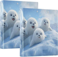 White Seal Lion Nautical 3 Ring Binder with 2 Interior Pockets 1.5 inch Binders 3 Ring Heavy Duty Fit 8.5" x 11" Letter Size for Office School, 2 Pack
