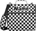 Custom Black White Checkered Pattern 3 Ring Binder Bag 1.5 inch Personalized Name Binder Organizer 500 Sheet Documents Storage for School Office