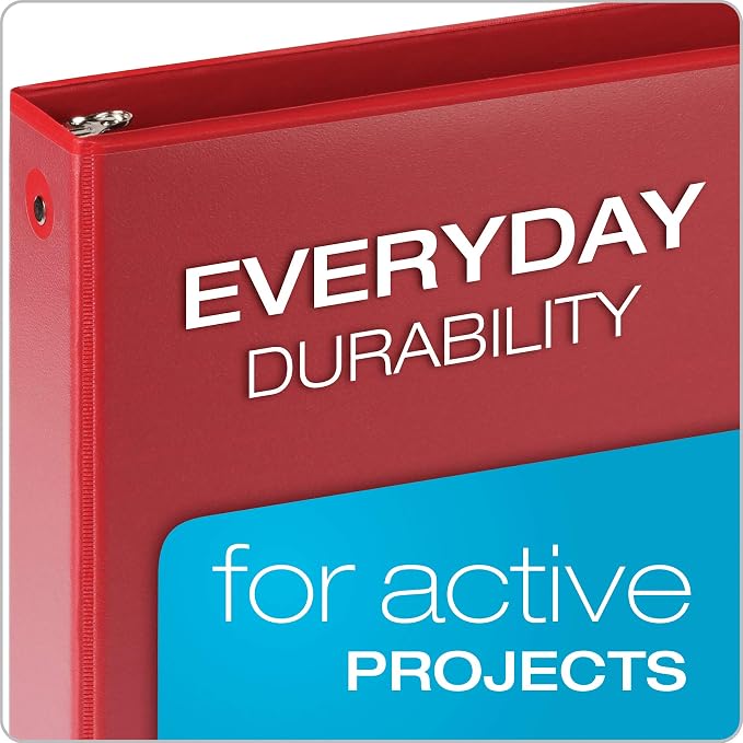 Cardinal 3 Ring Binders, Round Rings, Holds 350 Sheets, ClearVue Presentation View, Non-Stick, Assorted Colors (79550), 1.5 Inch, (Pack of 8)
