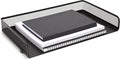 TRU RED Side‑Load Stackable Metal Letter Tray, Matte Black – Desktop Paper Organizer for Office Files & Documents