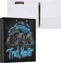 Monster Truck Round Ring Binders 1.5 Inch Race Car 3 Ring Clipboard Binder for Office School Work Supplies File Folder 200 Sheet Capacity Easy Open