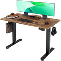 Claiks Electric Height Adjustable Standing Desk, 48x24 Inch, Rustic Brown | Smooth Height Adjustment, 3 Memory Presets, Cable Management Hub&Hook, Stable Steel Frame, 176lbs Capacity, Easy Assembly
